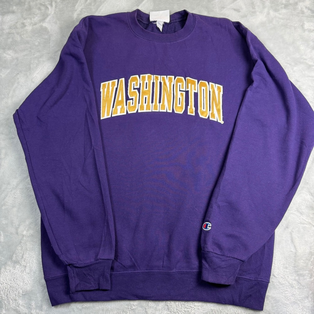 CHAMPION Vintage Y2K Washington Huskies Mens M Purple Embroidered Sweatshirt
